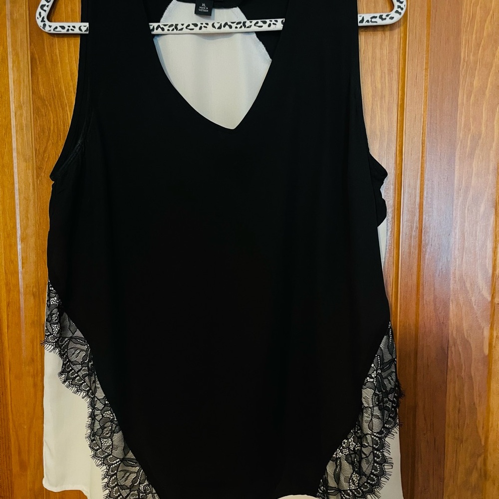 Alyx Black and White Lace Tank Top